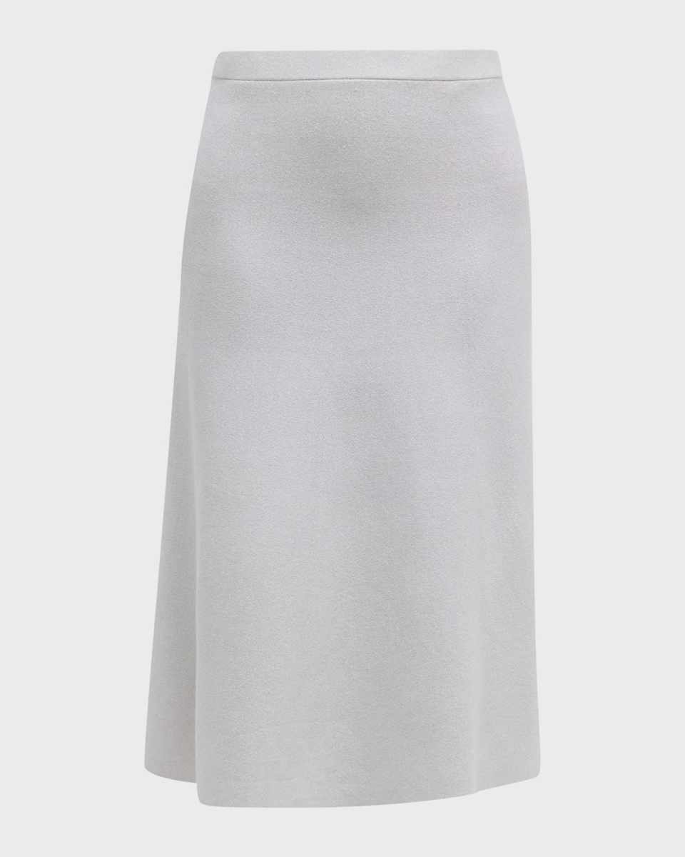 Shimmer Cashmere-Blend A-Line Midi Skirt